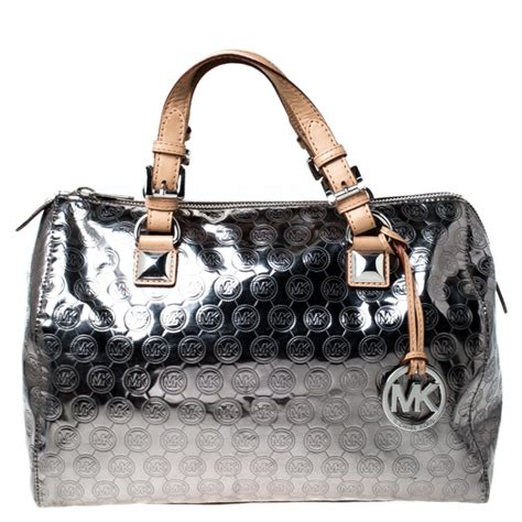 michael kors purse silver|Michael Kors silver metallic purse.